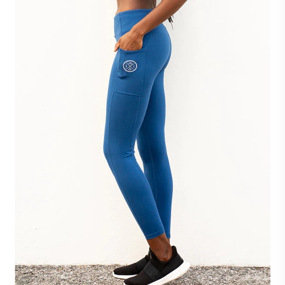 Sand Cloud Eco pocket leggings in eco blue, new in package.
